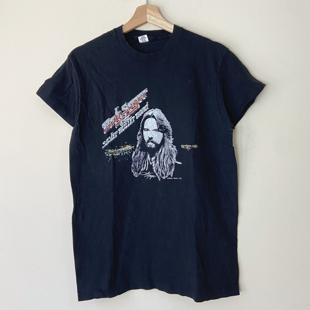 Vintage 70's Bob Seger and the Silver Bullet Band Rock Tour Black‎ Tee Shirt